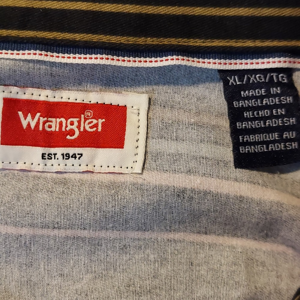 Wrangler‎ Utility Overshirt Mens XL Regular Fit Long Sleeve Striped Side Pockets - Picture 7 of 11